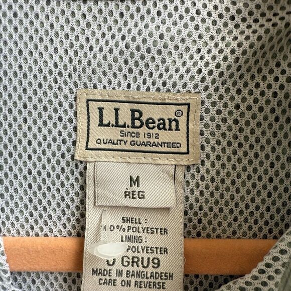 Men’s L.L. Bean Vented Fishing Outdoors Shirt Short Sleeve Green Plaid Sz M Reg - Picture 4 of 5